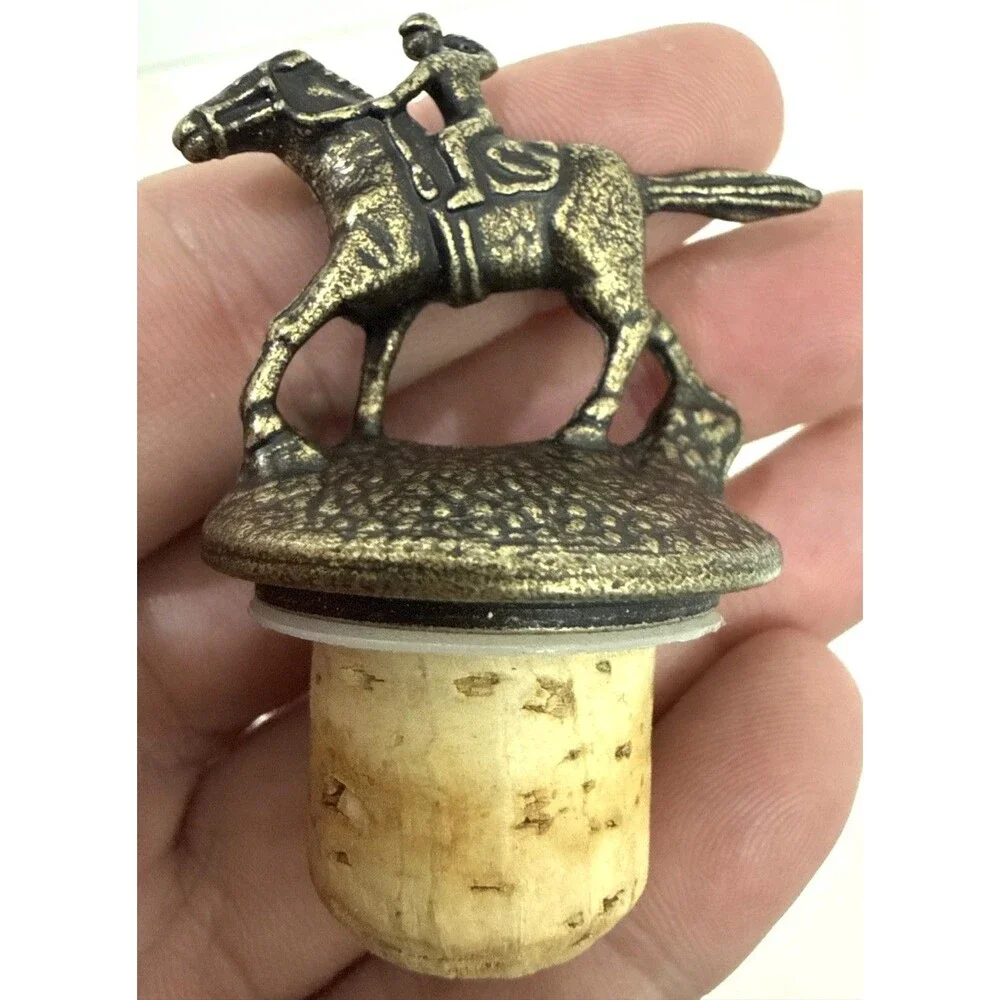 Blanton’s Bourbon Whiskey Cork Bottle Stopper w/Race Horse & Jockey Letter “S”